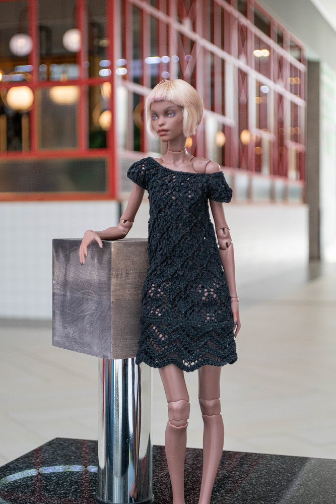 Black knitted dress for Spirit Imprint Elf Girl