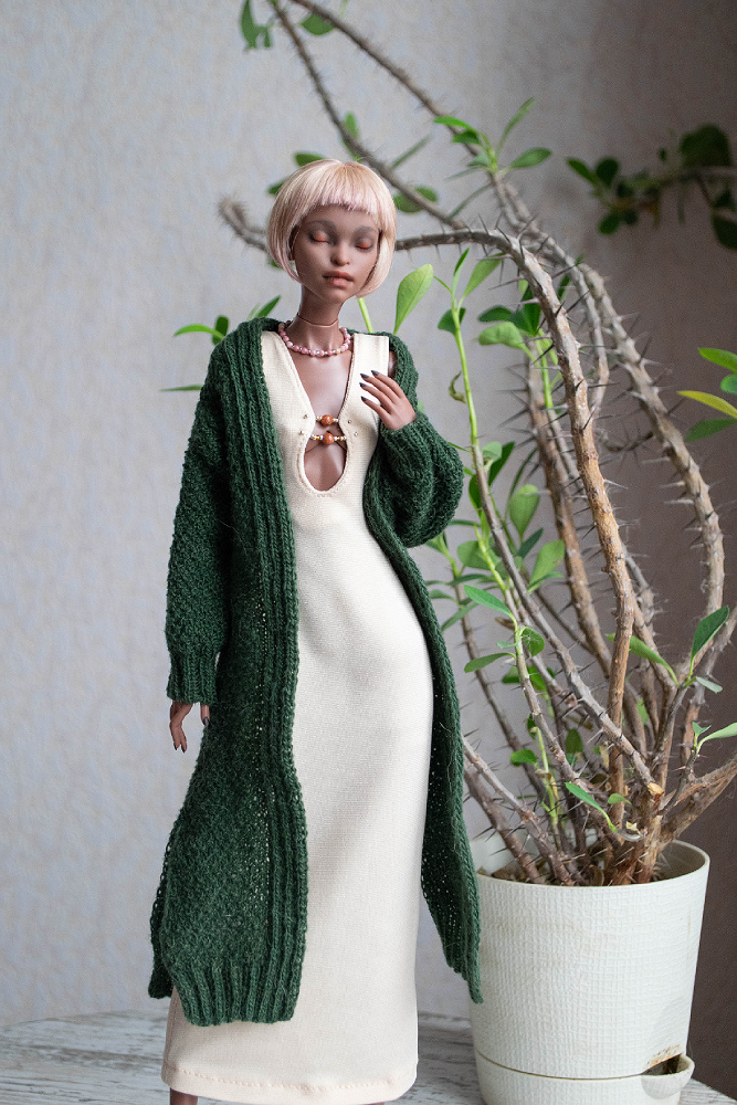 Cardigan with aran pattern for fashion BJD such as Spirit Imprint Elf girl