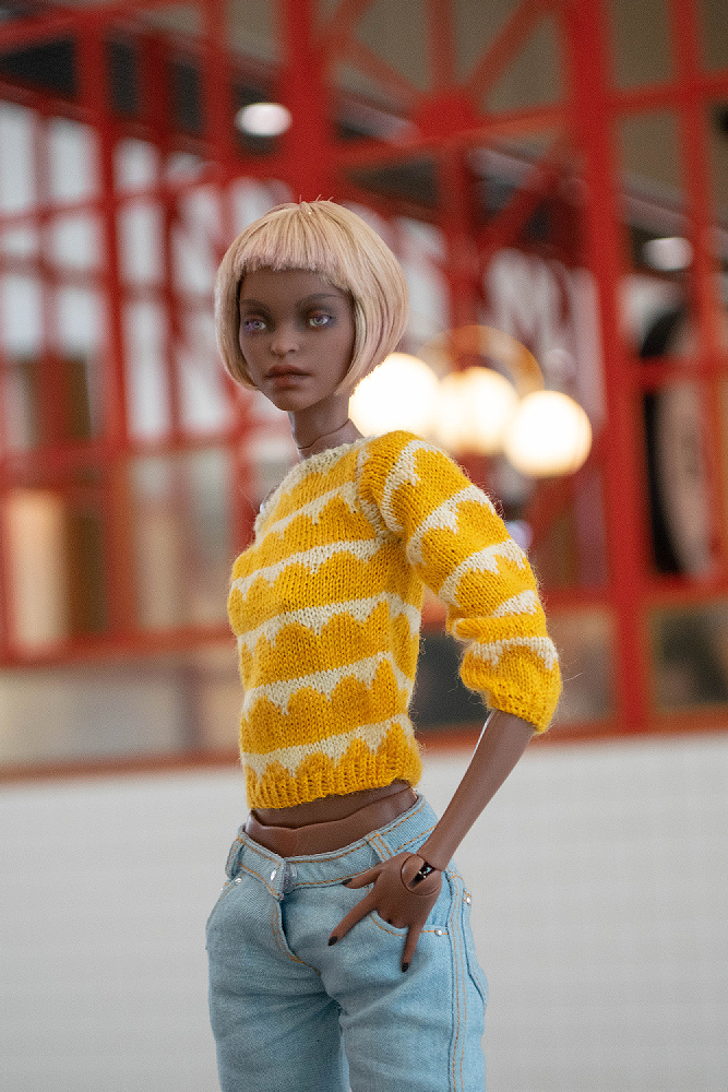 White-yellow sweater for Fashion BJD, Natalia Loseva's dolls
