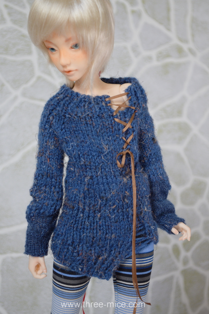 Handknitted Navy Blue sweater for Minifee A-line girls