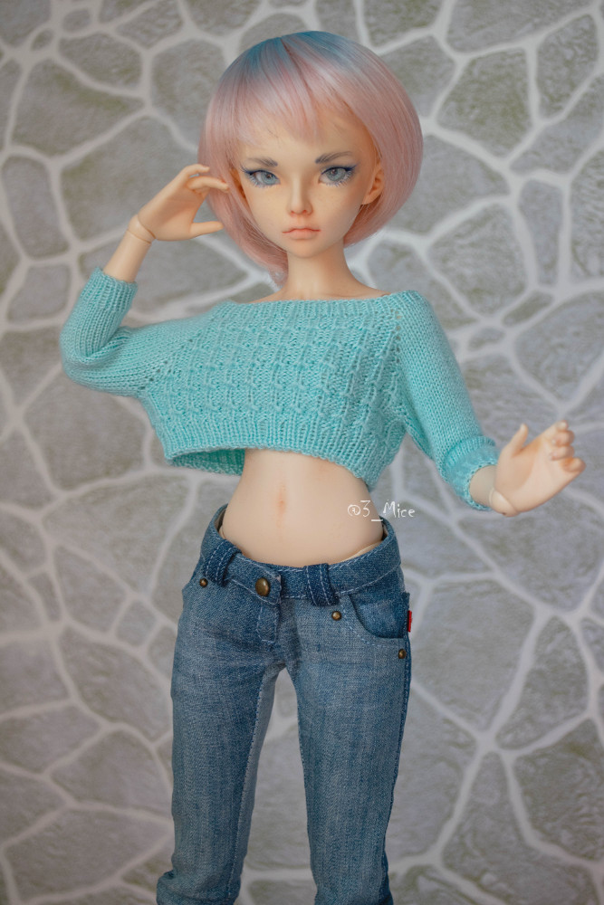 Mint-Turquoise cropped sweater for minifee