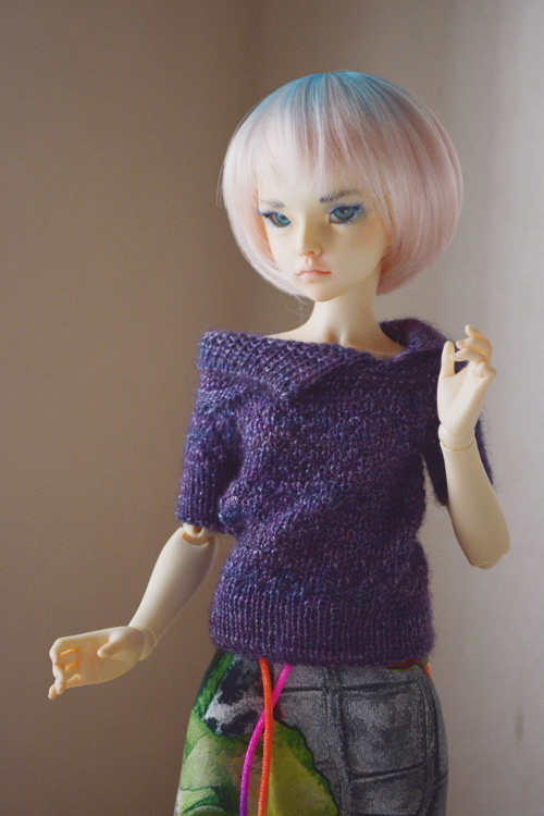 Purple handknitted top for minifee