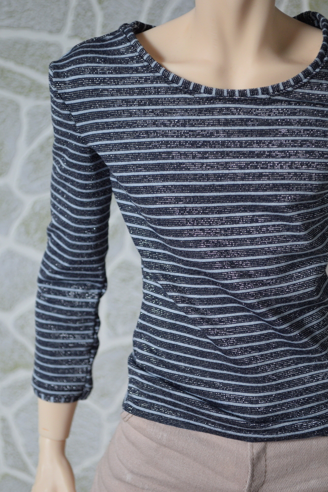 STRIPED SWEATSHIRT WITH CROPPED SLEEVES FOR  FIFTH MOTIF