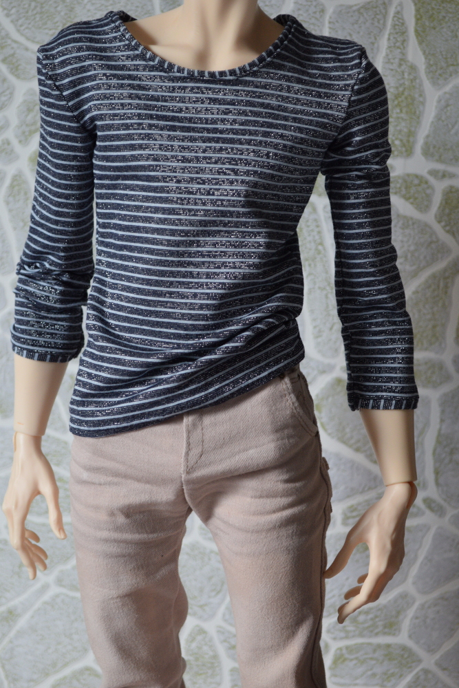 STRIPED SWEATSHIRT WITH CROPPED SLEEVES FOR 70CM BJD MEN (FIT 5TH MOTIF)