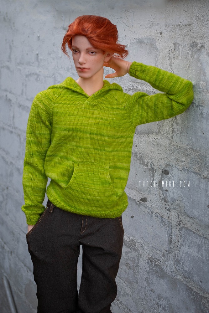 Handknitted soft  hoodie for 70cm BJD boy / Pygmalion Teia 71