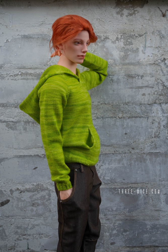  apple-green hoodie for 70cm BJD boy / Pygmalion Teia 71