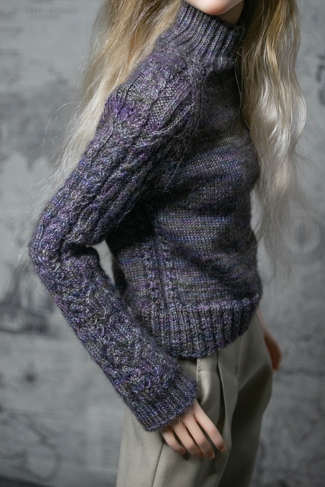 Handknitted sweater with japanese pattern for doll