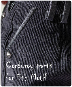 Black corduroy pants for 5th motif