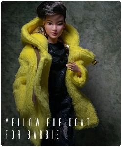 Yellow fur coat for barbie